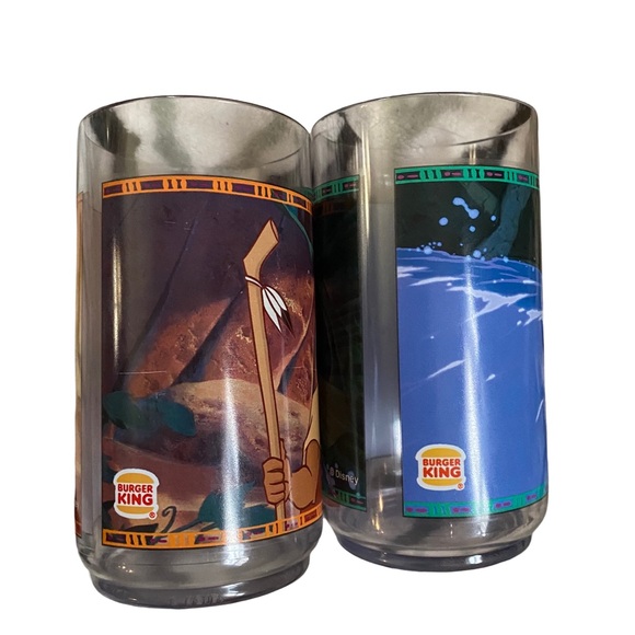 Vintage Disney Pocahontas Meeko Flit & Powhatan Kocoum Plastic Burger King Cups - Picture 2 of 2